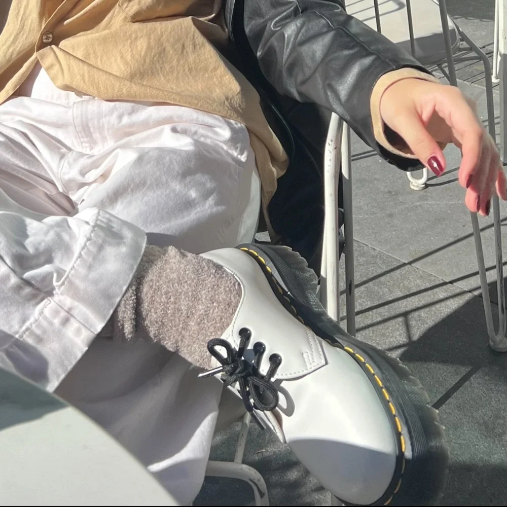 Dr Martens 1461 Quad White Leather  Platform Oxford Shoes Womens US 6 NEW - Picture 2 of 2